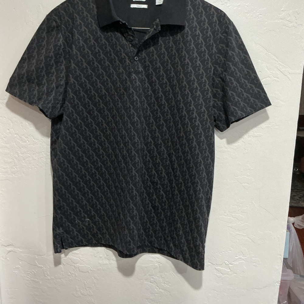 Calvin Klein Black Polo with All-Over Monogram